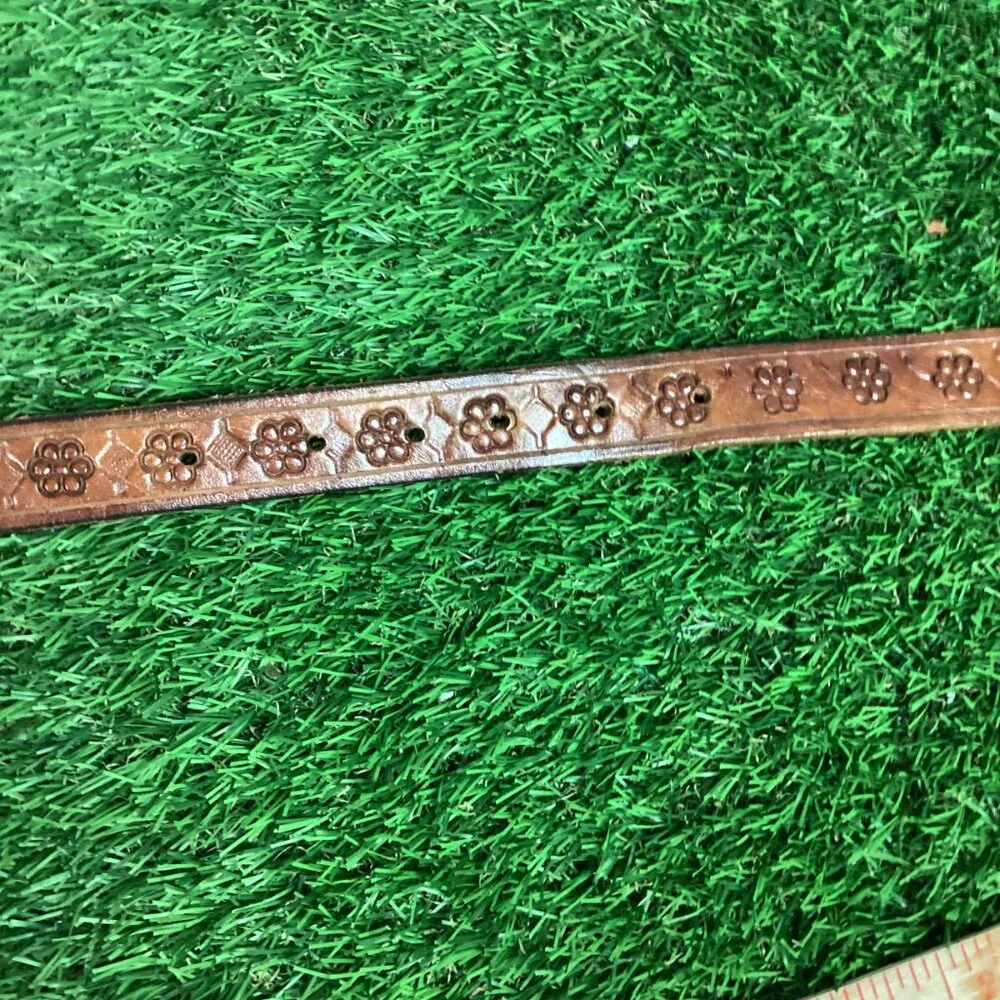 Vintage Peso Coin Buckle with Tooled Leather Belt